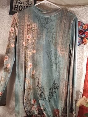 Floral Scroll Long Sleeve Dress